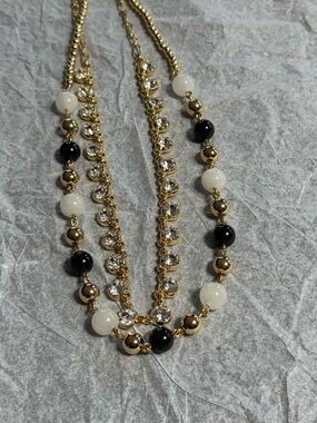 NWOT Talbots Pearl & Faux Diamonds double tiered necklace